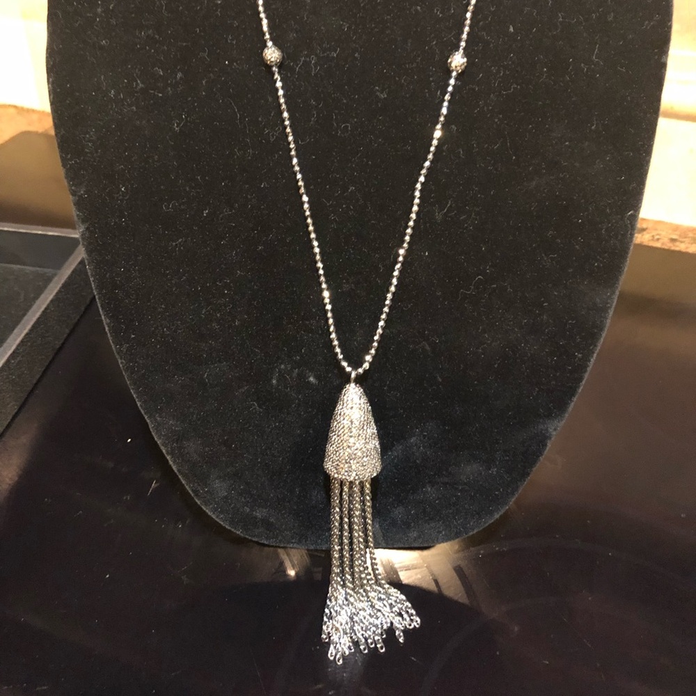Faceted Hematite & Marcasite Tassel Long Necklace - Picture 2 of 13